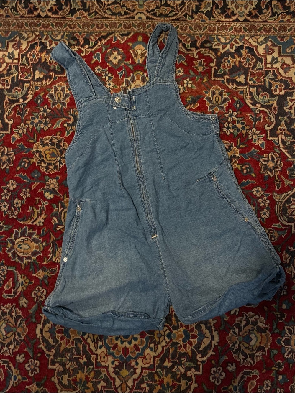 Free People denim blue short overalls